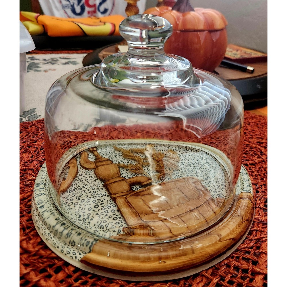 Vintage Lucite trivet with glass dome